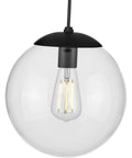 One Light Clear Glass Globe Pendant Light In Matte Black Modern Pendant Fixture With Clean Lines For Kitchen Island Dining Nook