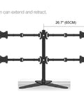 Professional Grade Sturdy Desktop Monitor Tower For Six Screens Smooth Swivel Arms and Rock Solid Base with adjustable arm length.