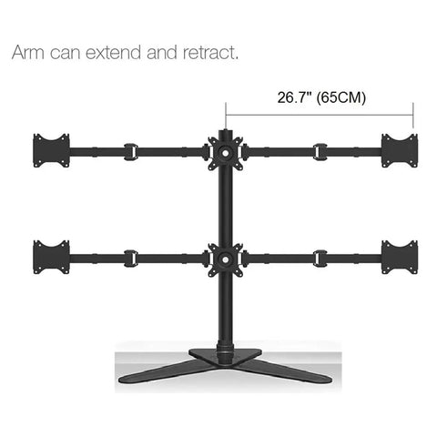 Professional Grade Sturdy Desktop Monitor Tower For Six Screens Smooth Swivel Arms and Rock Solid Base with adjustable arm length.