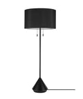 60 Inch Two Light Floor Lamp With Black Base And Black Fabric Shade Includes LED Bulbs Modern Minimalist Scandinavian Style