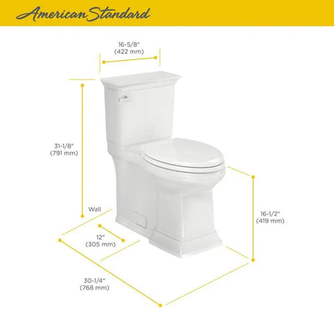 Heavy Duty Two Piece Elongated Toilet Featuring Reliable Powerwash Rim And Comfort Height Design For No Fuss Daily Refresh In Pristine White Porcelain dimensions diagram