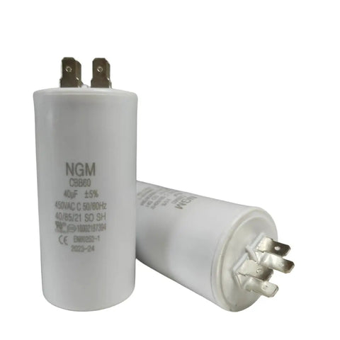 40uF CBB60 Motor Run Capacitor 450V AC Round Cylinder Four Pins Metallized Polypropylene Film Drop In Replacement For Motors