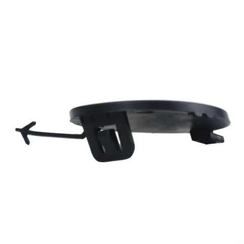 Side view of Jeep Cherokee Front Bumper Tow Hook Eye Cap Cover Direct Replacement Plastic Shield For 2014 2015 2016 2017 2018 Easy Install Durable