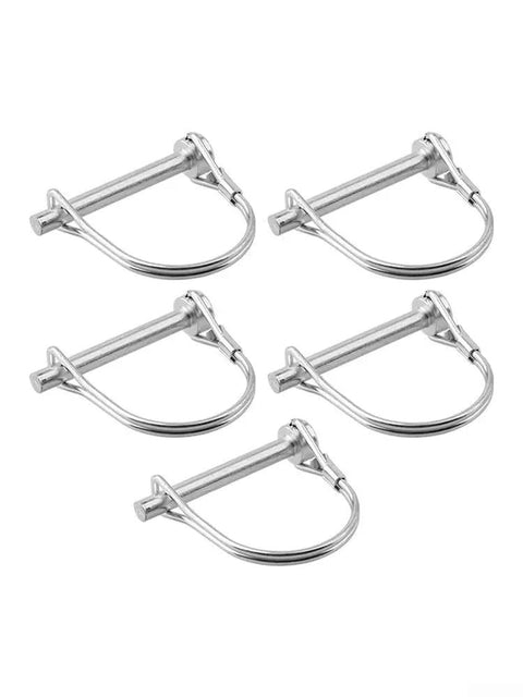 Five Pack Locking Pins Set, tubular folding hitch pins with spring lock, galvanized, for trailers, trucks, tractors and farm gear