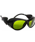 Kickass Wide Spectrum Laser Safety Glasses Offering Hella Tough OD5 Protection And Industrial Pc Lens Build For Complete 190 Nm To 1700 Nm Eye Coverage, featuring green tinted lenses.