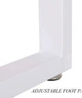 Close-up of adjustable foot pad on White Metal Table Legs 28 Inch Square Tube For Dining Tables And Desks Set Of 4 Heavy Duty Support