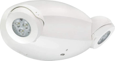LED Emergency Light With Dual Adjustable Heads, Wall Or Ceiling Mount, UVOLT White Housing, 90 Minute Backup Power