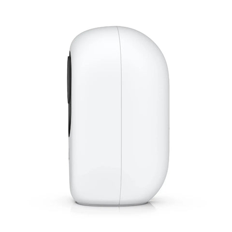Side view of a 5 Megapixel Indoor 2K Network Camera for crisp color surveillance, showing its sleek white design and compact size.
