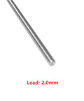 T3.5 Trapezoidal Lead Screw 304 Stainless Steel Zero Play Linear Rod With Black Plastic Nut 1Mm Pitch 2Mm Lead 100Mm Length detailed view showing smooth surface and threaded design.