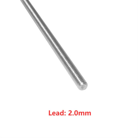 T3.5 Trapezoidal Lead Screw 304 Stainless Steel Zero Play Linear Rod With Black Plastic Nut 1Mm Pitch 2Mm Lead 100Mm Length detailed view showing smooth surface and threaded design.