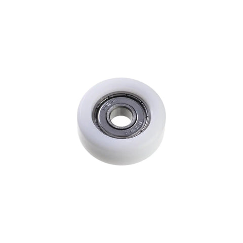 Four Pack Heavy Duty Nylon Roller Idler Bearing Pulleys Running Smooth As Butter With Round Groove Design For Quiet Sliding Cabinet Doors And Furniture Hardware Jobs Built Tough For Everyday Use, white nylon roller with bearing.