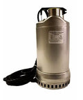 Heavy Duty Submersible Dewatering Sump Pump 1HP 230V Three Phase 4.8 Max Amps with a stainless steel build for flood control.