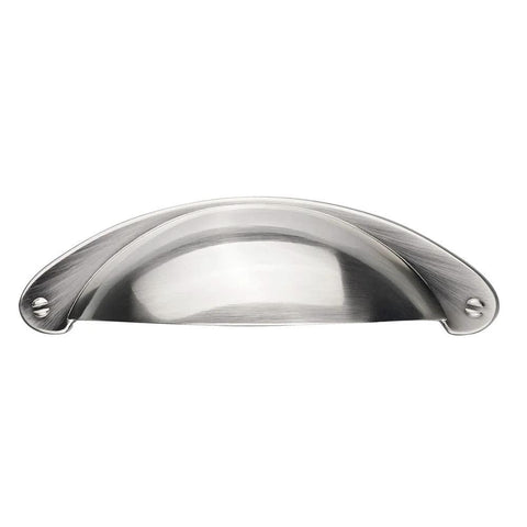 10 Pack 3 Inch Cabinet Cup Pulls In Brushed Nickel For Kitchen Cabinets And Furniture, shown in satin finish front view.
