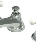 Metropolitan Widespread Lavatory Faucet With Porcelain Cross Handle Polished Chrome 8 To 16 Inch Adjustable Center Solid Brass