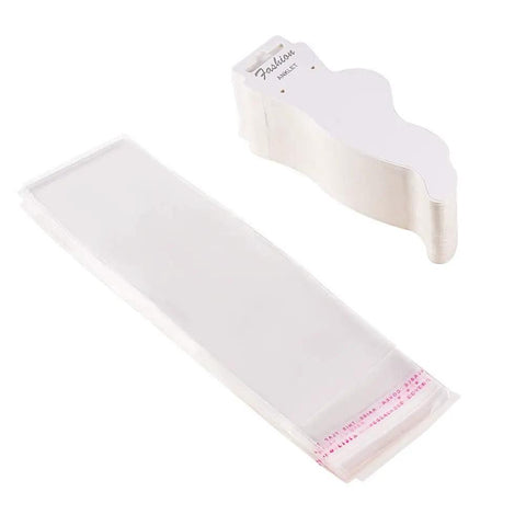 Anklet Display Card Kit With 120 White Blank Jewelry Cards And 120 Clear Self Sealing OPP Bags For Home Biz Store Display