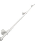 Heavy-Duty Wrought Iron Handrail And Safety Bar With Rock-Solid Rust Resistant Finish For Indoor Outdoor Stairs Support Banister Wall Railing Grab Handle For Elderly Kids Easy Install Kit 9.2Ft, white iron railing with round mounts.