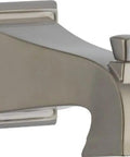 Dryden Tub Spout With Pull-Up Diverter Stainless Steel RP52148SS, brushed finish, attached to wall, side view