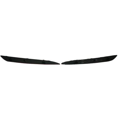 Straight Up Solid Rear Bumper Reflectors For Tesla Model S 2012 To 2021 Red Marker Light Trim left and right pair on white background.