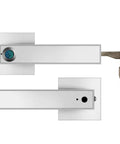 Bulletproof Zinc Alloy Smart Door Lock With Zero Hassle Fingerprint Access And Integral Emergency Power Port For Knockout Keyless Home Security And Straight Forward Handle Setup top and side view.