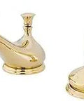 Polished Brass Widespread Lavatory Faucet With Deck Mount Adjustable 8 To 16 Inch Centers Solid Brass Construction Three Hole Installation Ceramic Disc Cartridge 1.2 GPM At 60 PSI Sleek Pro Grade