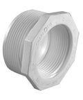 PVC Reducer Bushing Mpt To Fpt 2 Inch By 1-1/4 Inch White Schedule 40 Plumbing Fittings For Potable Water And Irrigation Solvent Cement Ready No Special Tools Needed, white threaded PVC reducer bushing