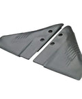 Dual Dorsal Fin Sting Ray Hydrofoil Stabilizer For Outboard Motors 5-150 HP HD150, two black fins with bolt holes
