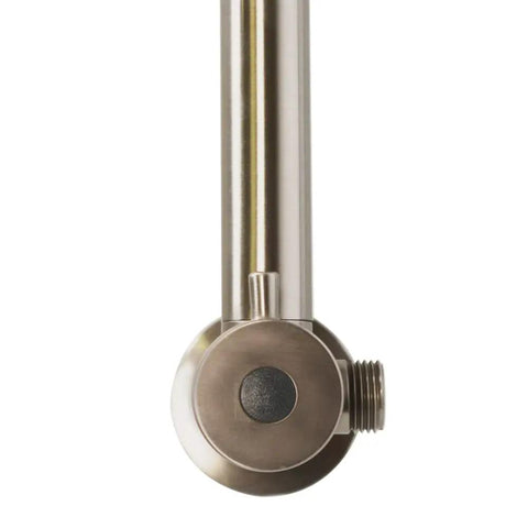 Close-up of satin nickel rotating valve on No Drill 21 Inch Adjustable Height Shower Bar For Fixed Shower Head And Handheld Sprayer