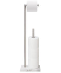 Free Standing Toilet Paper Holder With Reserve, Heavy Marble Base Keeps It Steady No Wobble, Durable 304 Stainless Steel Brushed Nickel Finish