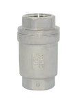 1/2-in stainless steel NPT female inline check valve, spring-loaded, low cracking pressure