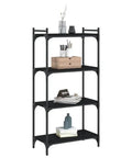 Industrial Style Four Shelf Bookcase With Matte Black Finish And Height Adjustable Shelves Engineered Wood Display Stand