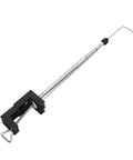 Heavy Duty Rotary Grinder Flex Shaft Hanger With Three Section Adjustable Steel Arm and Full 360 Degree Swivel Tough Guy Bench Clamp Workstation, showing adjustable steel arm with clamp.