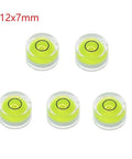 5pcs Round Bubble Levels for Precise for spirit Measurement 5pcs, 12x7mm size, transparent with yellow bubble levels.