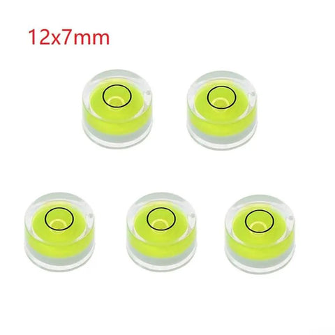 5pcs Round Bubble Levels for Precise for spirit Measurement 5pcs, 12x7mm size, transparent with yellow bubble levels.