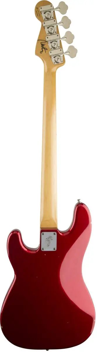 Signature Nate Mendel Precision Bass In Candy Apple Red With Rosewood Fingerboard Slim C Neck 20 Medium Jumbo Frets Seymour Duncan SPB 3 Pickup Right Hand Deluxe Gig Bag Included For Easy On The Go Gigs, back view