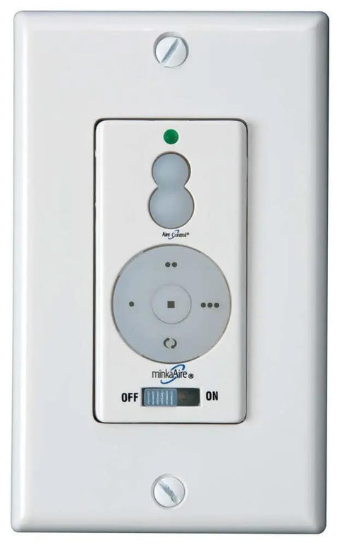 Wall Control System For Ceiling Fans White Finish With Three Speed Forward And Reverse, Full Range Light Dimming.