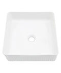 Top view of a White Ceramic Square Vessel Bathroom Sink with a smooth finish and a 1.75" drain opening.