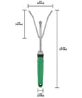 3-Prong Cultivating Fork With Stainless Steel Handle, 12-Inch Garden Tool With Cushioned Grips, Durable Green And White Finish