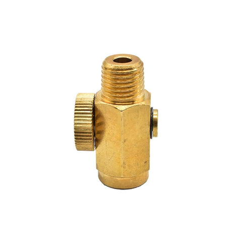 Inline Bleed Valve 1/4 Inch MPT to 1/4 Inch FPT All Brass Construction Adjustable Knurled Handle for Air Tools