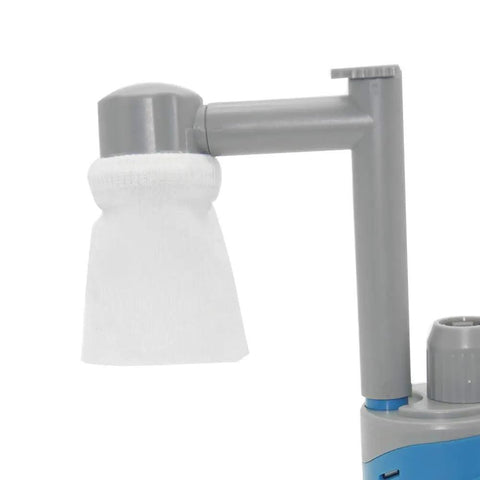 Side view of Electric Aquarium Gravel Cleaner With Automatic Water Change Vacuum Removable Sand And Algae Cleaner Filter Bags Compatible 110V 28W Includes Four Filter Bags, showing filter bag attachment
