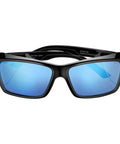 Heavy Duty Full Frame Shield Safety Glasses With Kickass Polarized Cobalt Mirror Lenses For Killer Clarity And Hella Anti Fog Anti Scratch Protection Built Tough For Outdoor Tasks And Driving, front view highlighting the cobalt mirror lenses.