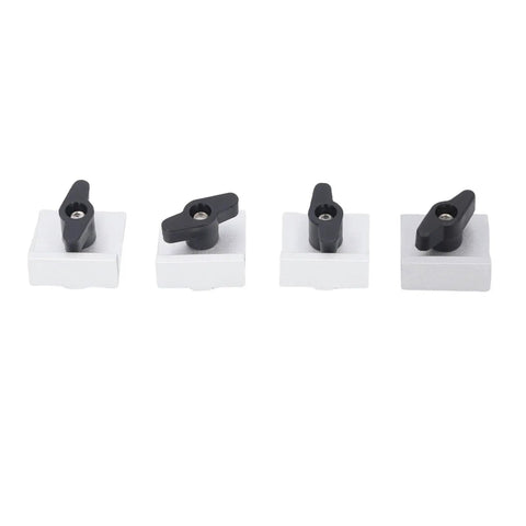 4 Piece Aluminum T Track Stop Block Kit With Bidirectional Design And Low Profile, silver anodized aluminum blocks