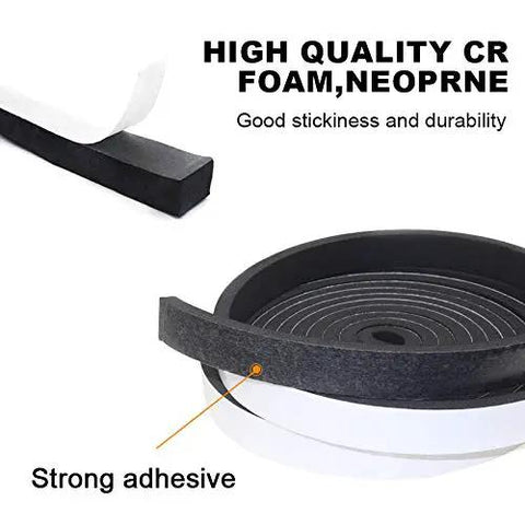 Heavy Duty Self Adhesive Weather Stripping Door Seal Strip For Windows And Pipes High Density Cr Foam Insulation Tape showing roll and adhesive features.