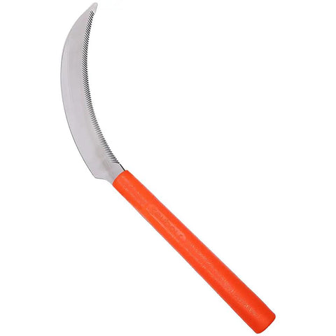 K208P Easy Grab And Go Harvest Sickle With Plastic Handle And Light Serration, 6.5 Inch Stainless Steel Blade For Berry, Vegetable, And Lavender Harvesting, Orange Grip, Japanese Style Curved Tool For Quick Cutting