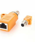 Waterproof M12 To RJ45 Bulkhead Adapter A Code 8 Pin Male To RJ45 Jack Straight Orange for industrial automation sensors