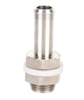 No Weld Turbo Oil Drain Plug Adapter Fits 5/8 Bolt On For Custom Motorsports Builds Racing Oil Pans And High Performance Engine Kits Saves Big Time Labor silver metal fitting with white gasket