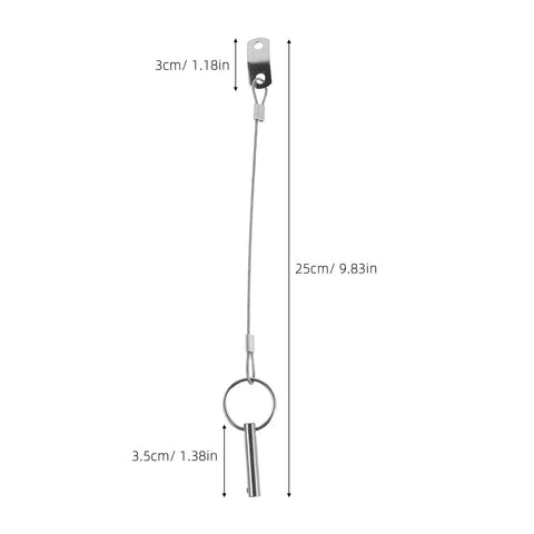 Stainless Steel Boat Bimini Top Pins Quick Release 2 Pack With Lanyard, 25cm cable, 3cm pin, 3.5cm ring