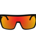 Front view of Go-To Safety Sunglasses With Polarized Mirror Lenses ANSI Z87 Plus Certified UV 400 Protection Black Frame