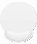White ergonomic mouse pad with memory foam wrist rest for pain relief and fatigue reduction ultra smooth surface and non slip base.
