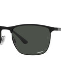 Unisex Square Sunglasses With Polarized Lenses, Matte Black On Black Frame, Dark Grey Tint, 57mm Lens Width