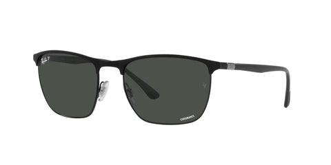 Unisex Square Sunglasses With Polarized Lenses, Matte Black On Black Frame, Dark Grey Tint, 57mm Lens Width